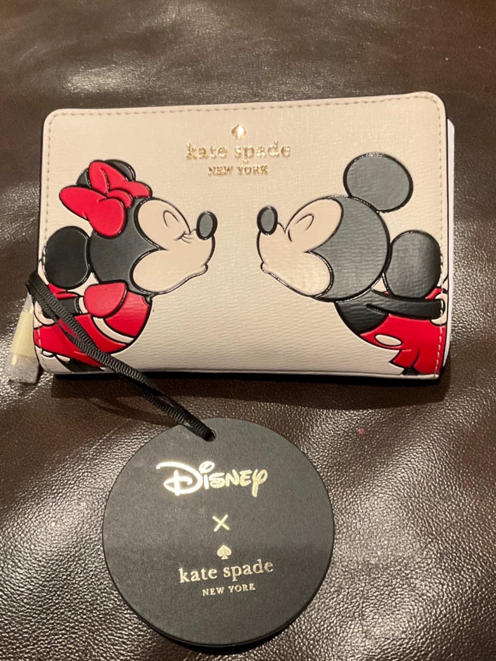 kate spade Pink Leather Wallet with Minnie & Mickey Appliqués